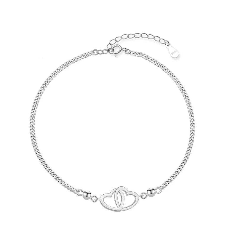 TrustDavis 925 Sterling Silver Heart Love Bracelet For Women Wedding Party