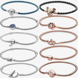 925 Silver Bracelet Rose Daisy Flower Barrel Clasp Snake Chain Bangle