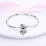 925 Sterling Silver Love lock Snake Chain Cat Claw Bracelet