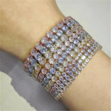 925 Silver CZ Tennis Bracelet Bangle Women Wedding Party Gift