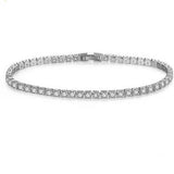 925 Silver CZ Tennis Bracelet Bangle Women Wedding Party Gift