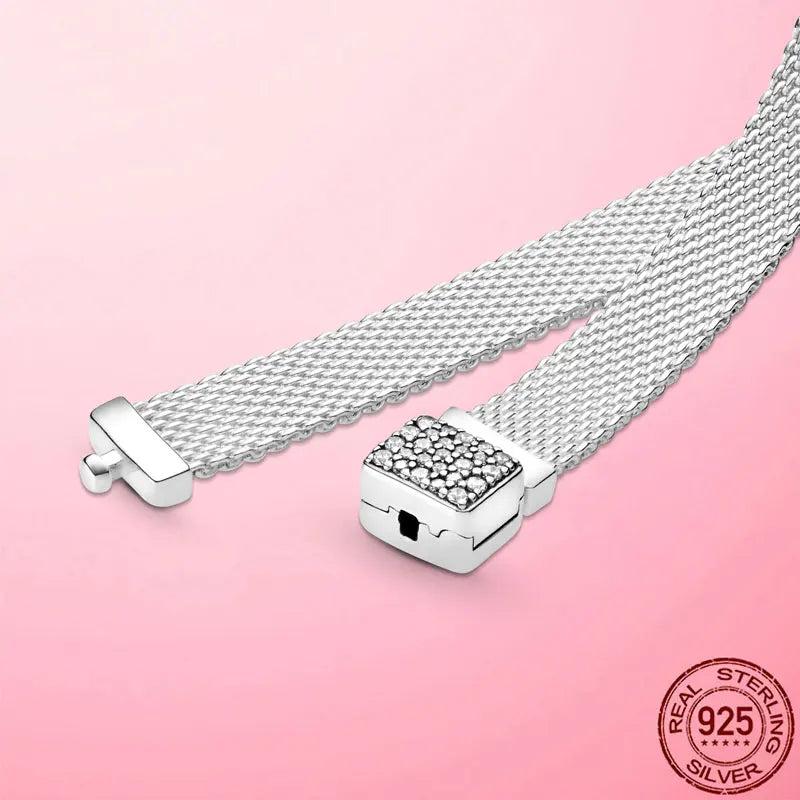 925 Silver & Rose CZ Reflection Bracelet for Women