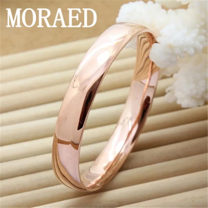 925 Sterling Silver Smooth Solid Bracelet Bangles For Women Lady Charm