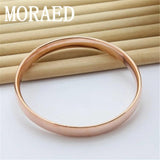925 Sterling Silver Smooth Solid Bracelet Bangles For Women Lady Charm