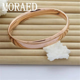 925 Sterling Silver Smooth Solid Bracelet Bangles For Women Lady Charm
