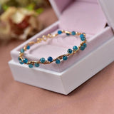 14KGF Natural Stone Wrap Bracelet Bangle Charm Bracelet Women Gift