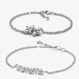 925 Silver Crystal Hearts Chain Bracelet for Women