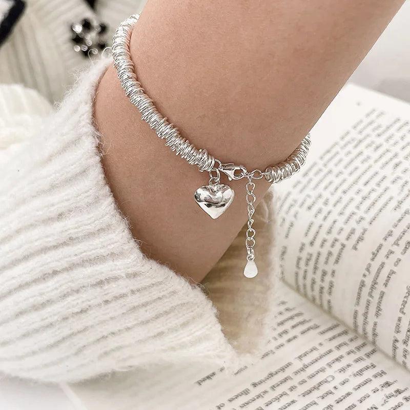 925 Sterling Silver Heart Iron Vintage Bracelet Gift