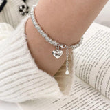 925 Sterling Silver Heart Iron Vintage Bracelet Gift