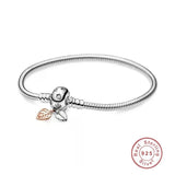 925 Sterling Silver Zircon Leaf Chain Bracelet for Women