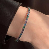 925 Silver Green Stone Hiphop Bracelet Vintage Hasp Birthday Gift