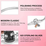 925 Silver Femme Heart Leaves Clasp Femme Snake Chain Bracelet For Women