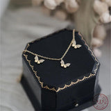 925 Silver Three Butterflies Zircon Bracelet Plated 14k