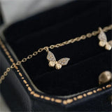 925 Silver Three Butterflies Zircon Bracelet Plated 14k