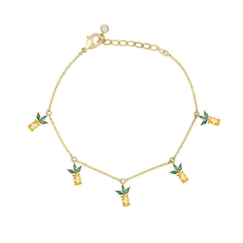 18k Plated Crystal Zircon Fruit Charm Bracelet