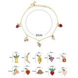 18k Plated Crystal Zircon Fruit Charm Bracelet