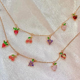 18k Plated Crystal Zircon Fruit Charm Bracelet