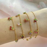 18k Plated Crystal Zircon Fruit Charm Bracelet