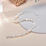 5-6mm Baroque Pearl Bracelet, 925 Silver, Gift for Women
