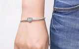 925 Silver DIY Bracelet Bangle Diamond Heart Clasp Snake Chain Bead Jewelry
