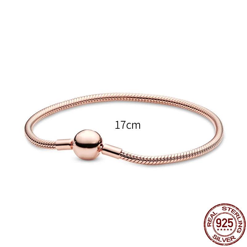 925 Silver Snake Chain Bracelet Fits Pandach Pendant Charm Bead