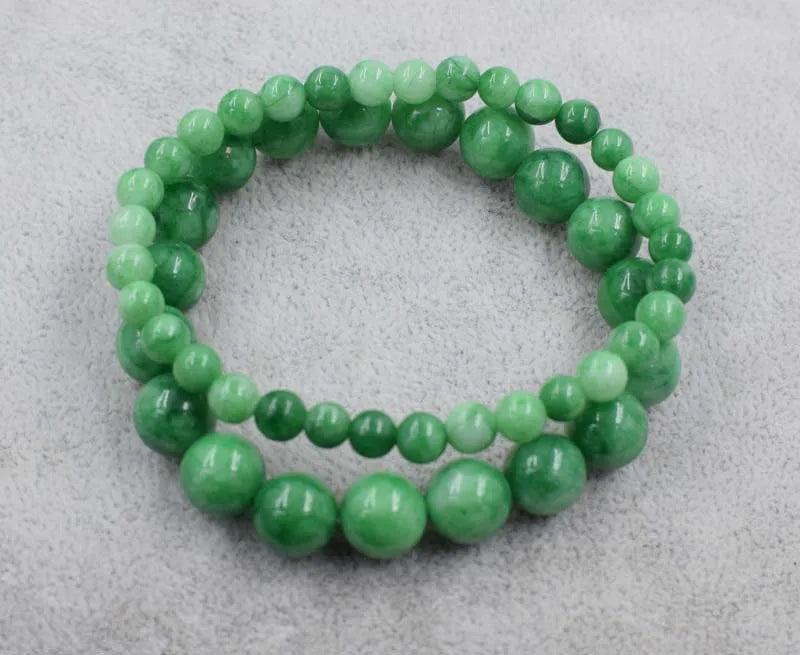 Green Jade Round Bead Bracelet 7.5in Nature