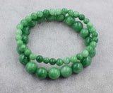 Green Jade Round Bead Bracelet 7.5in Nature