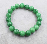 Green Jade Round Bead Bracelet 7.5in Nature