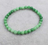 Green Jade Round Bead Bracelet 7.5in Nature