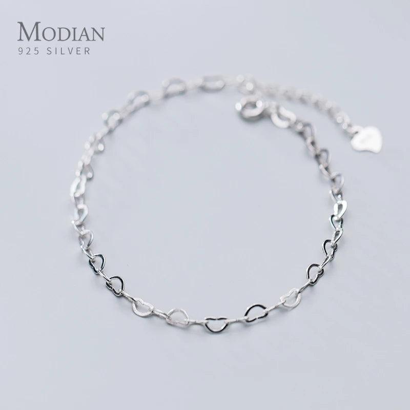 925 Silver Hearts Bracelet Women Gift Adjustable Chain Fine Jewelry