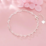 925 Silver Hearts Bracelet Women Gift Adjustable Chain Fine Jewelry
