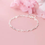 925 Silver Hearts Bracelet Women Gift Adjustable Chain Fine Jewelry