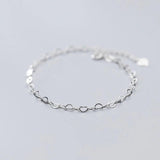 925 Silver Hearts Bracelet Women Gift Adjustable Chain Fine Jewelry