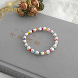 Natural Freshwater Pearl Bracelet Elastic Charm Bracelet for Girl