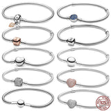 925 Sterling Silver Heart Buckle Bracelet for Women