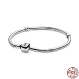 925 Sterling Silver Heart Buckle Bracelet for Women