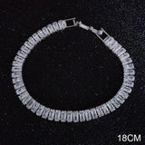 Princess Cut Silver Bracelet Bangle for Women Anniversary Gift