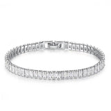 Princess Cut Silver Bracelet Bangle for Women Anniversary Gift