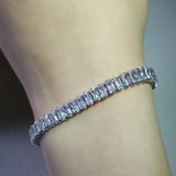 Princess Cut Silver Bracelet Bangle for Women Anniversary Gift