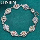 925 Silver Charm Zircon Chain Bracelet Wedding Jewelry