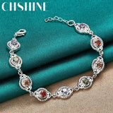 925 Silver Charm Zircon Chain Bracelet Wedding Jewelry