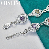 925 Silver Charm Zircon Chain Bracelet Wedding Jewelry