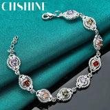 925 Silver Charm Zircon Chain Bracelet Wedding Jewelry