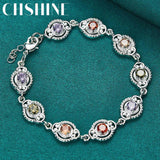 925 Silver Charm Zircon Chain Bracelet Wedding Jewelry