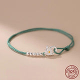 925 Sterling Silver Red Thread Bracelet with Daisy Flower