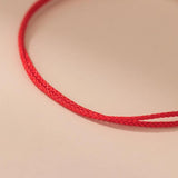925 Sterling Silver Red Thread Bracelet with Daisy Flower