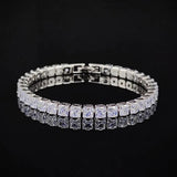925 Silver Bracelet 17/18/19cm Marquise Oval Square Cut Hand Tennis Bangle