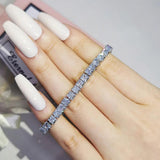 925 Silver Bracelet 17/18/19cm Marquise Oval Square Cut Hand Tennis Bangle