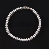 925 Silver Bracelet 17/18/19cm Marquise Oval Square Cut Hand Tennis Bangle