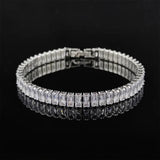 925 Silver Bracelet 17/18/19cm Marquise Oval Square Cut Hand Tennis Bangle